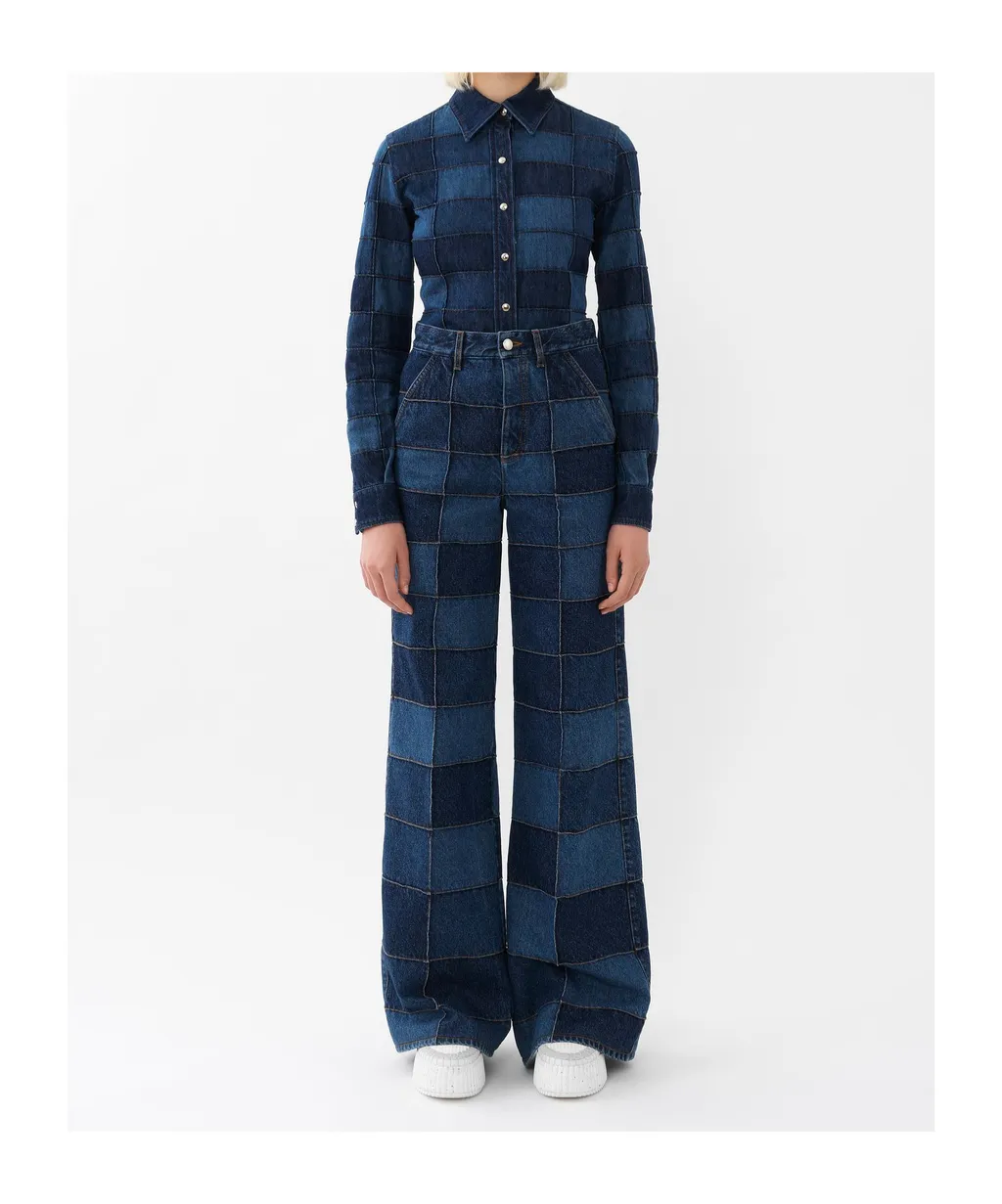 Patchwork Wide-Leg Jeans