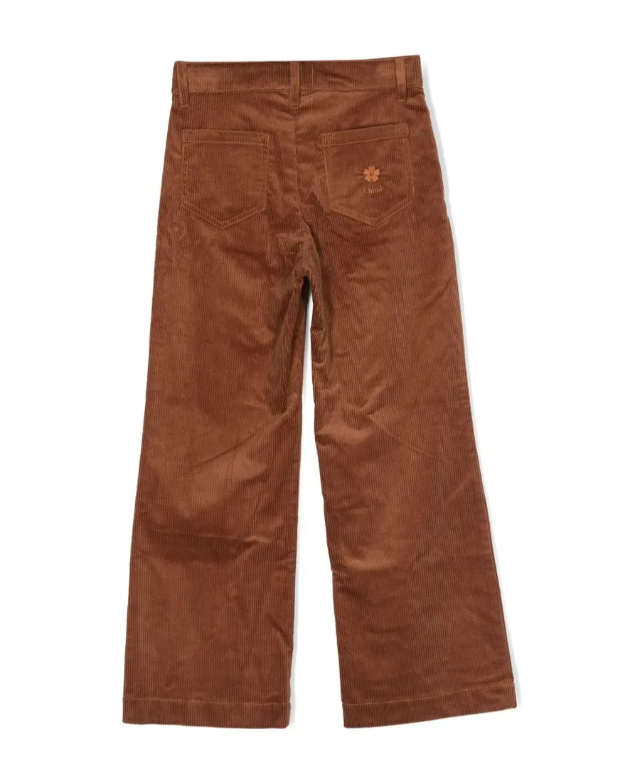 Logo Embroidered Wide Leg Trousers