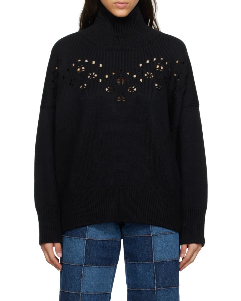 Pointelle-Knit Long-Sleeved Jumper