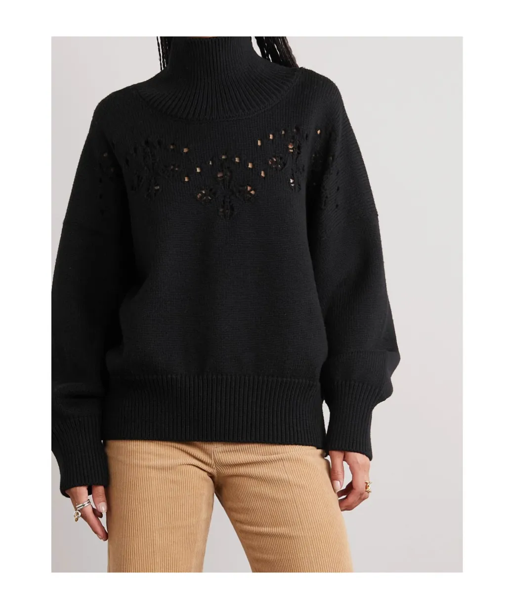 Pointelle-Knit Long-Sleeved Jumper