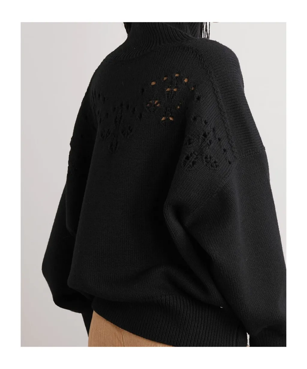 Pointelle-Knit Long-Sleeved Jumper