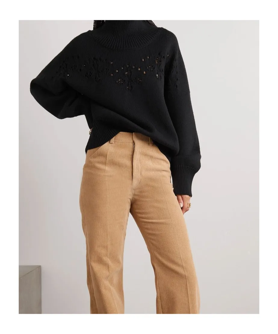 Pointelle-Knit Long-Sleeved Jumper