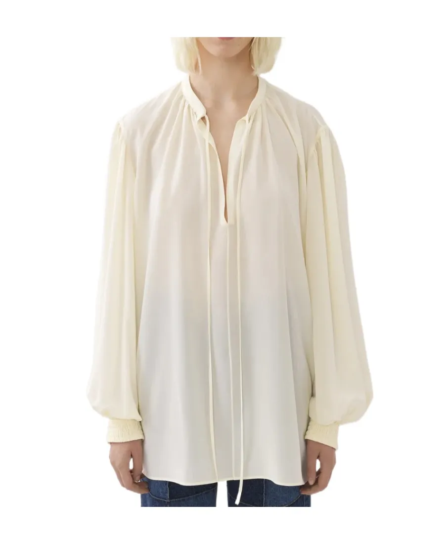LavalliÈRe-Neck Silk Blouse