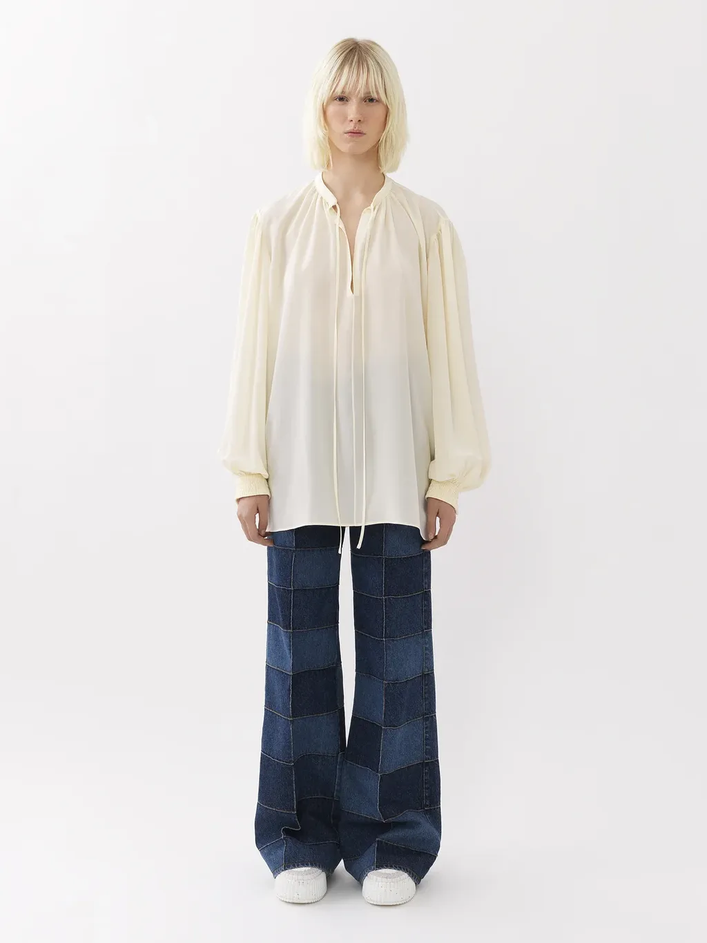 LavalliÈRe-Neck Silk Blouse