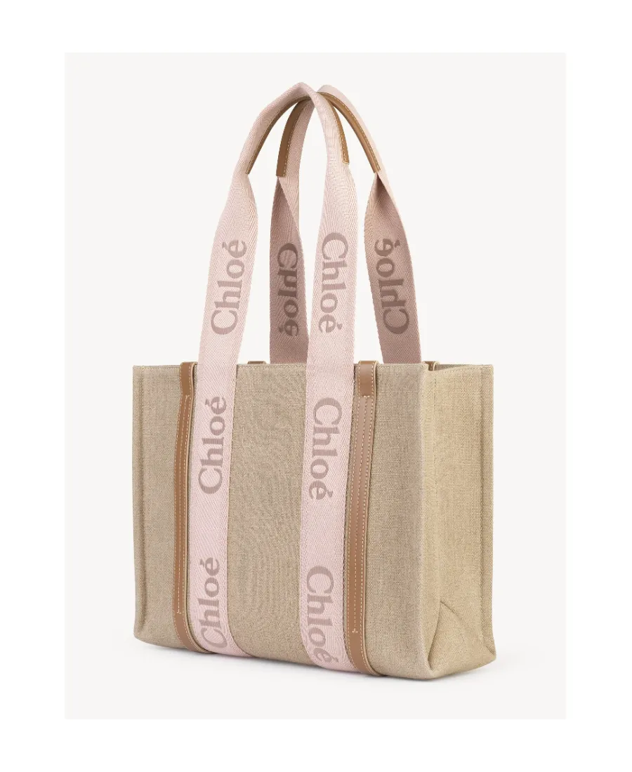 Woody Logo Detailed Medium Tote Bag