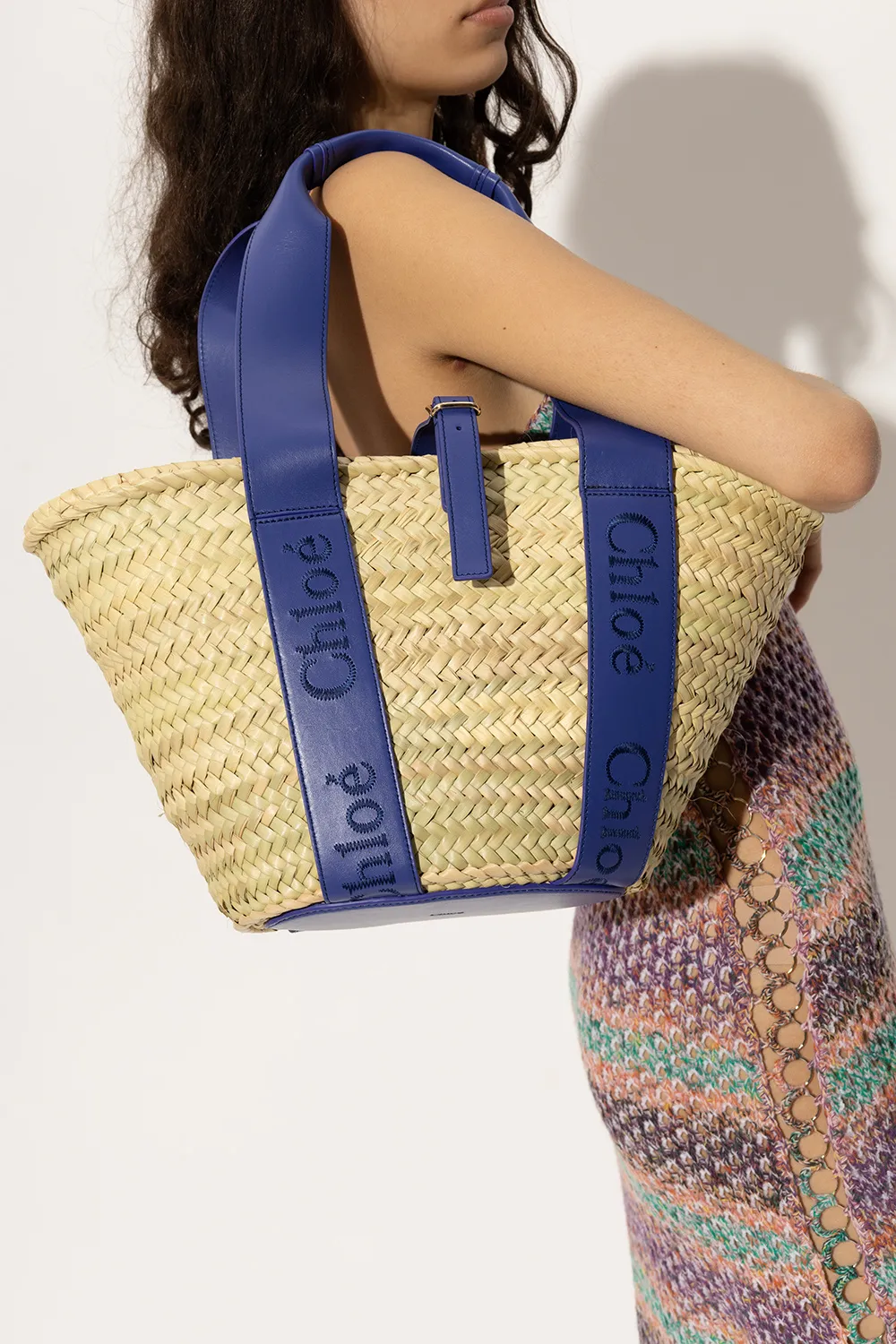 Logo-Tape Interwoven Beach Bag