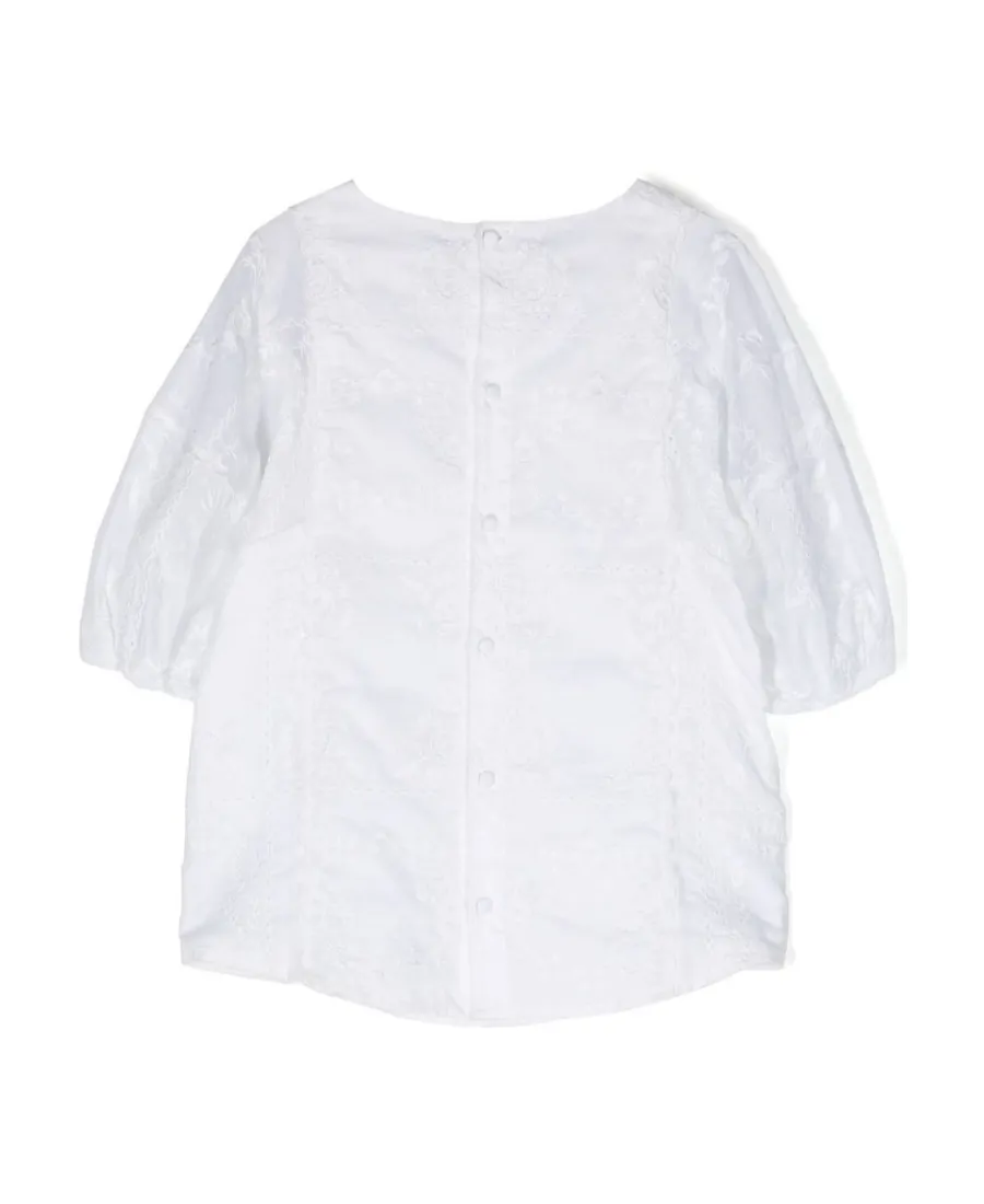 Crewneck Puff-Sleeved Blouse