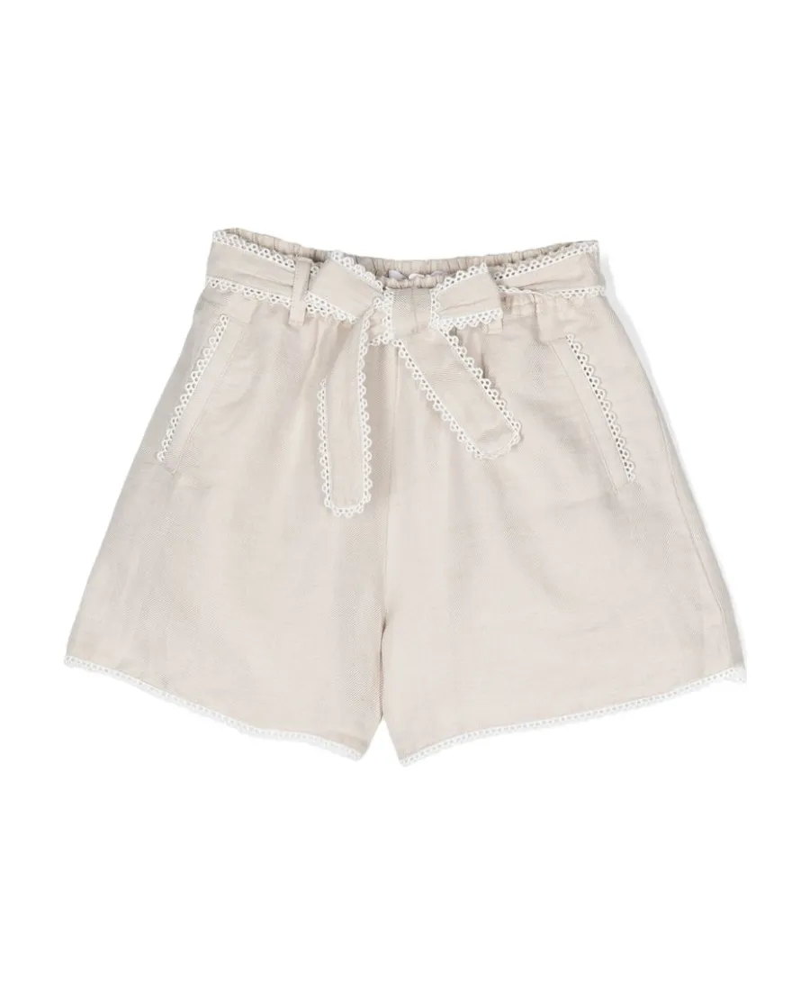 Bow Detailed Lace Trim Shorts
