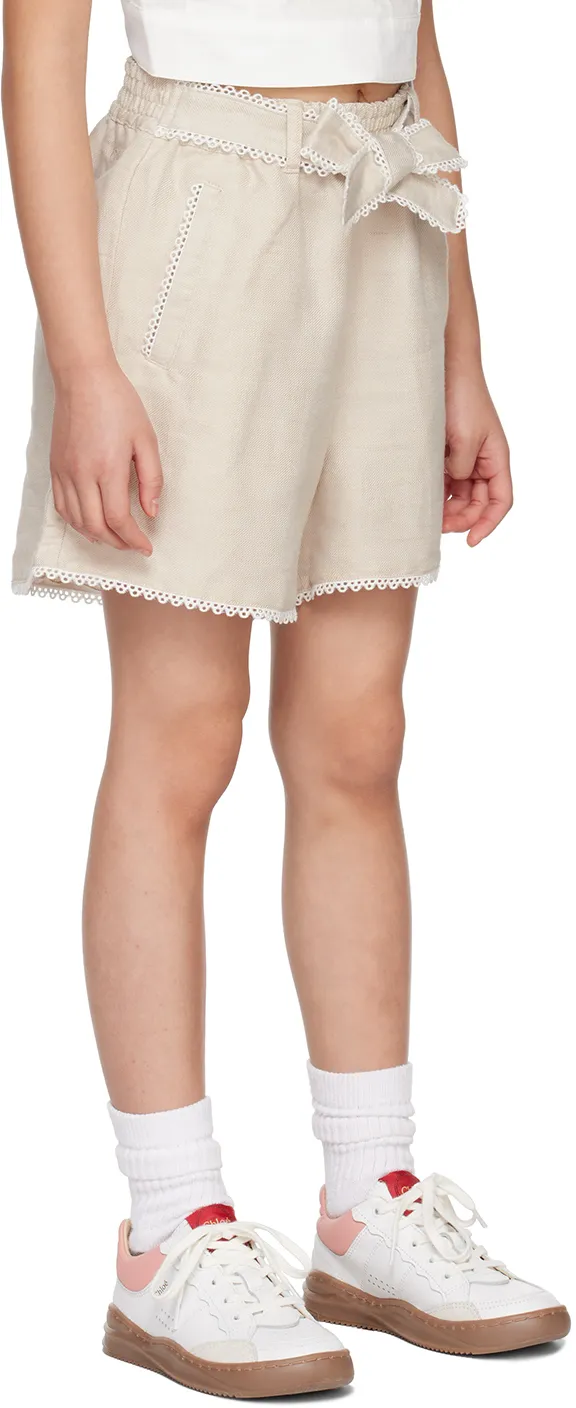 Bow Detailed Lace Trim Shorts