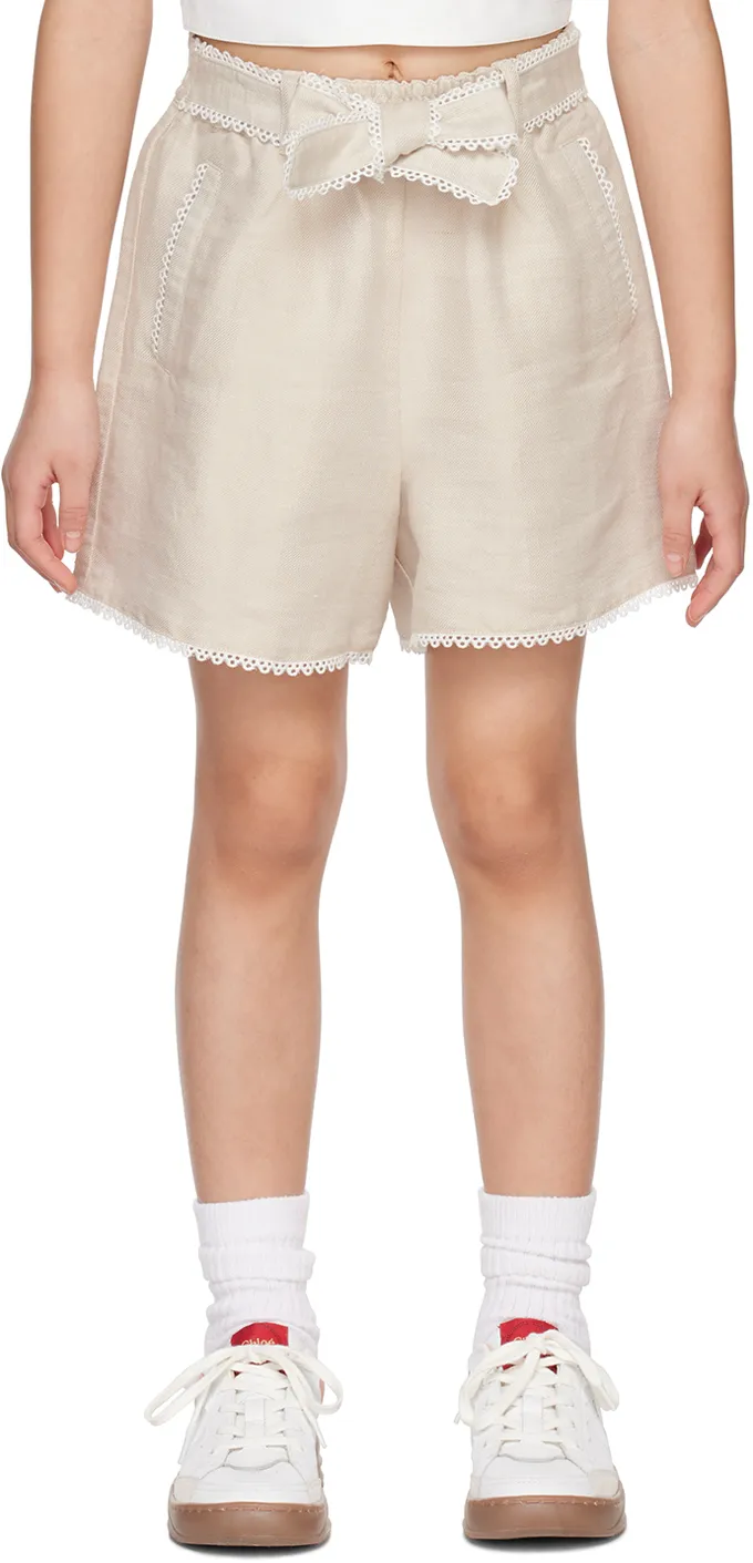Bow Detailed Lace Trim Shorts