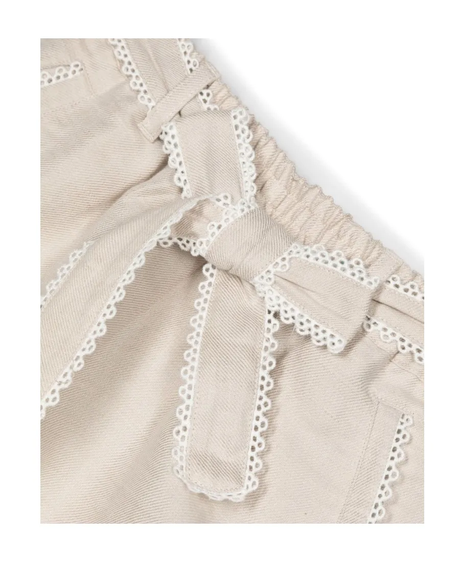 Bow Detailed Lace Trim Shorts