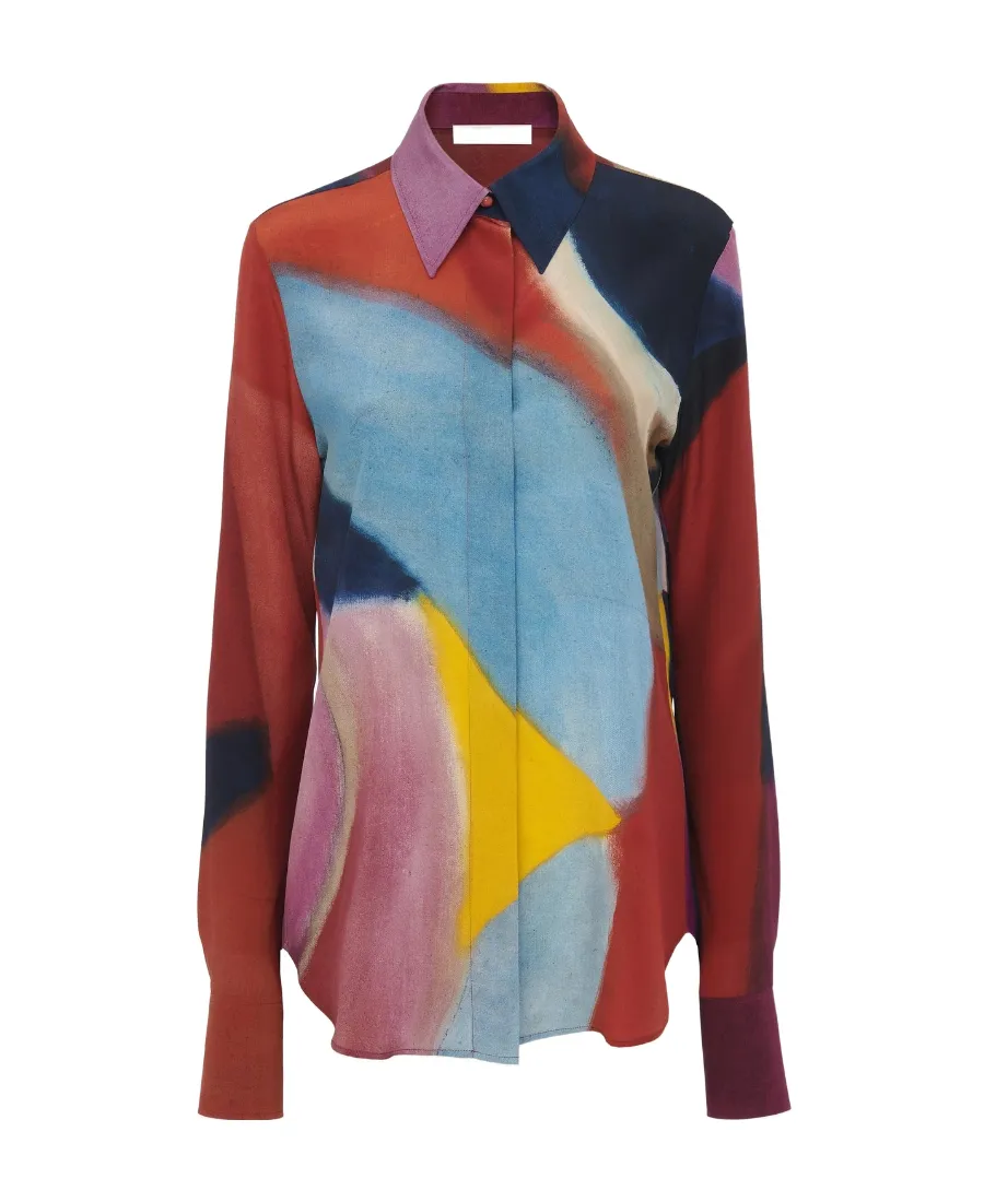 Printed Long-Sleeved Blouse