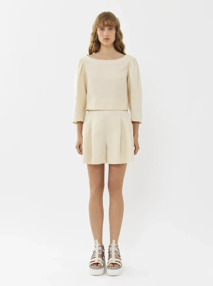 Puff-Sleeved Cropped Top