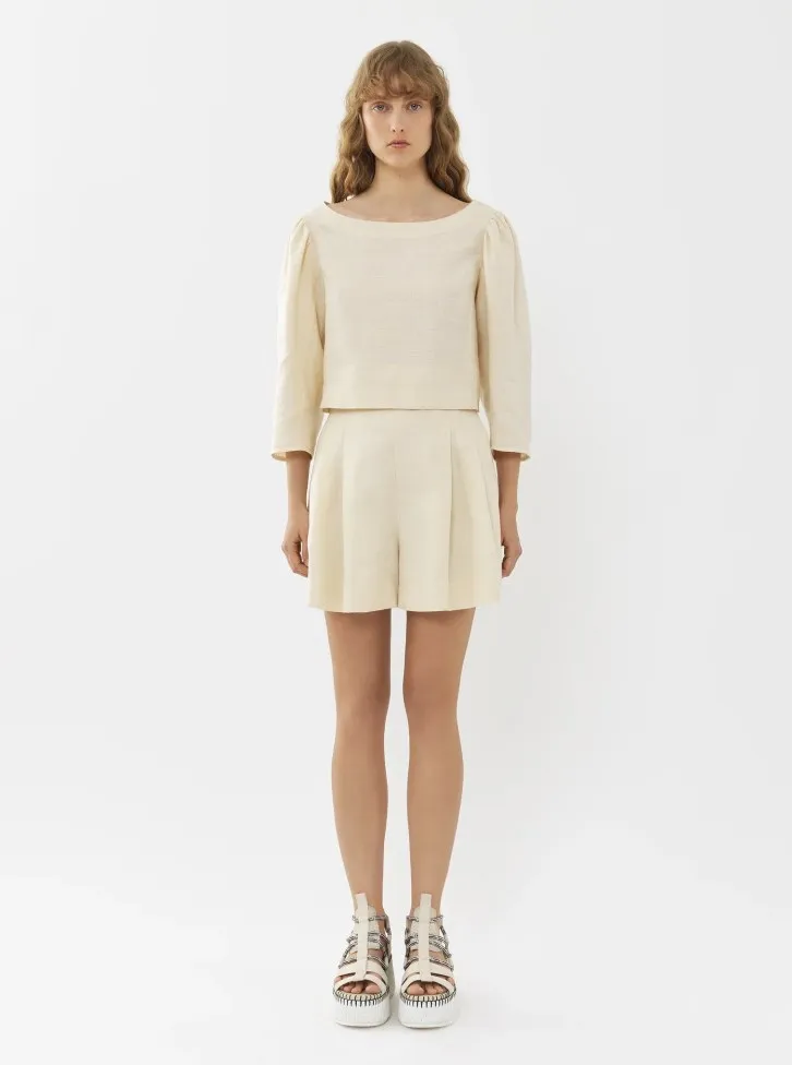 Puff-Sleeved Cropped Top