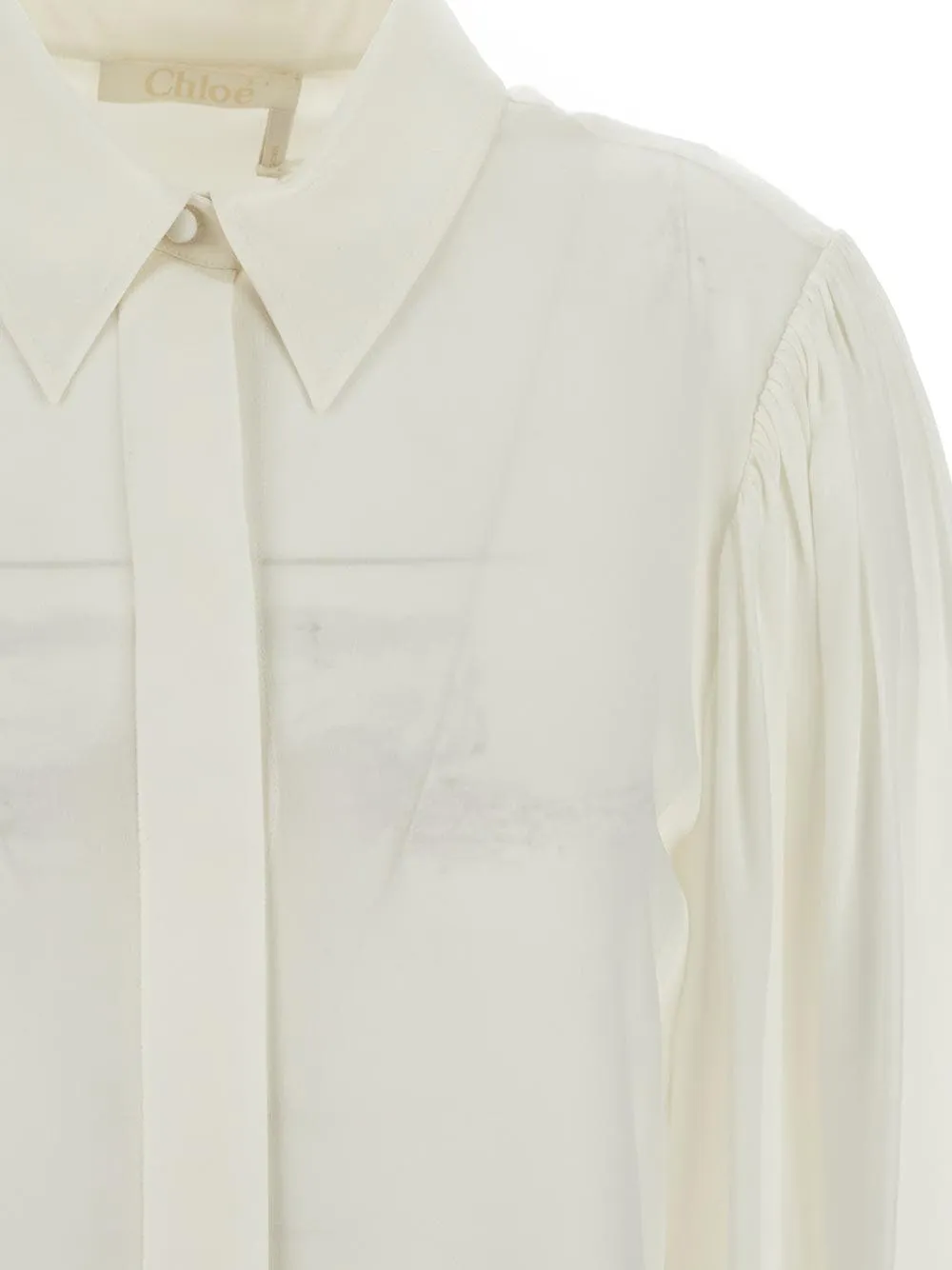 Long-Sleeved Button-Concealed Blouse