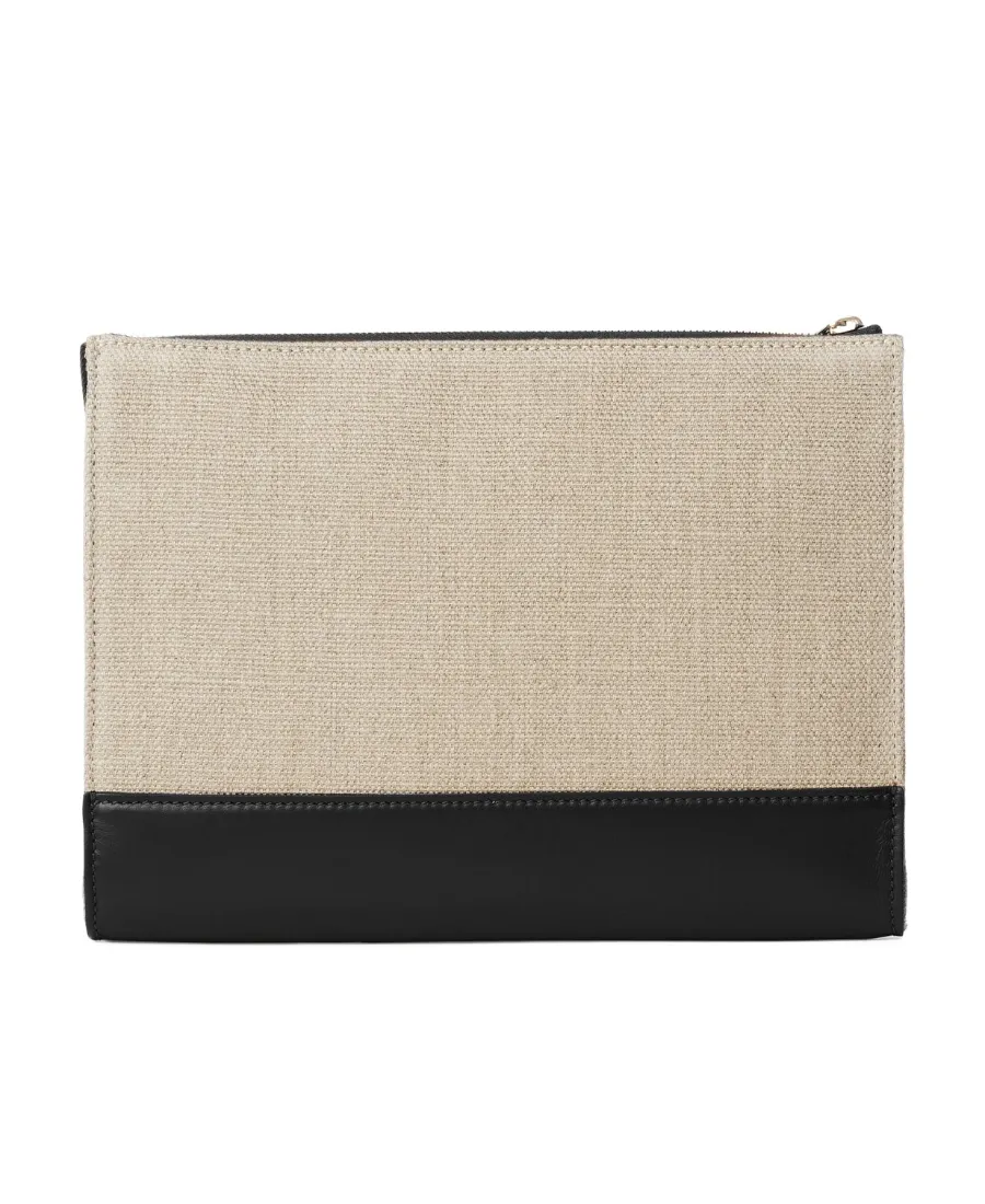 Logo-Embroidered Clutch Bag