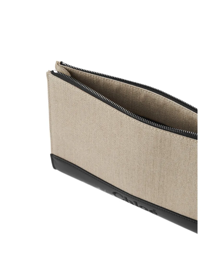 Logo-Embroidered Clutch Bag