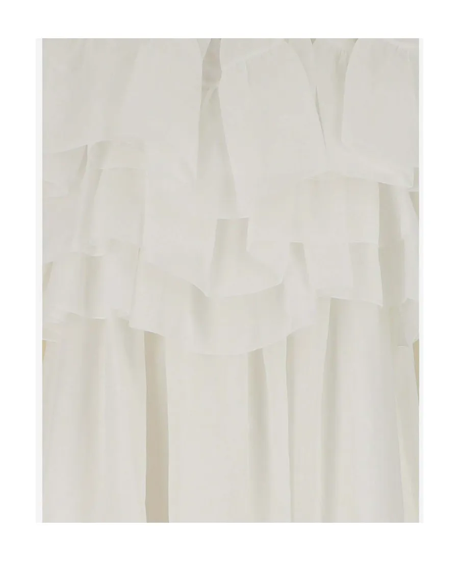 Ruffled Neckline Ramie Dress