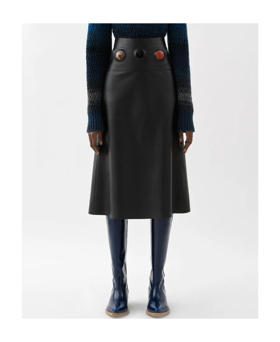Logo Leather Skirt