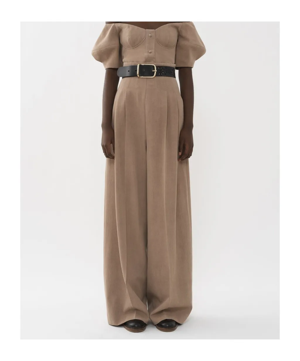 Side Zipped Wide-Leg Pants