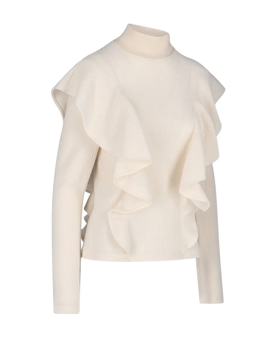 Ruffled High-Neck Jumper