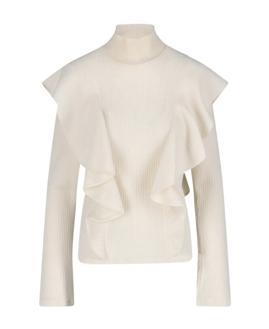 Ruffled High-Neck Jumper