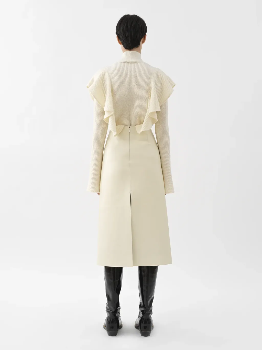Ruffled High-Neck Jumper