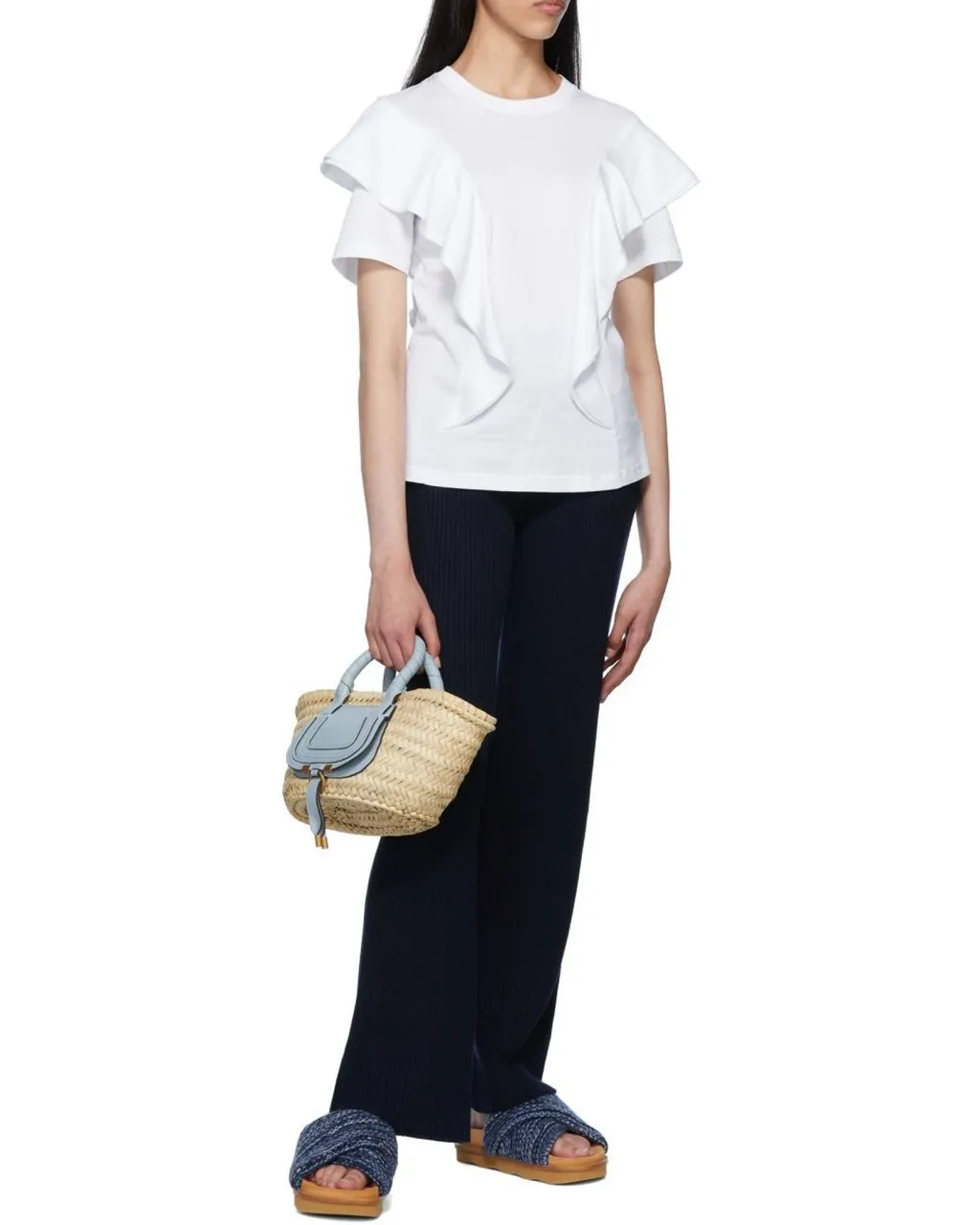 Ruffled Cotton T-Shirt