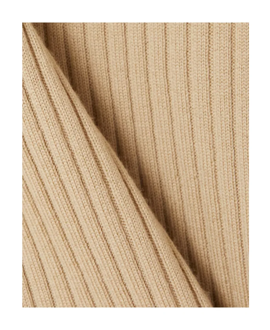 Logo Lantern Sleeve Rib Wool Blended Pullover
