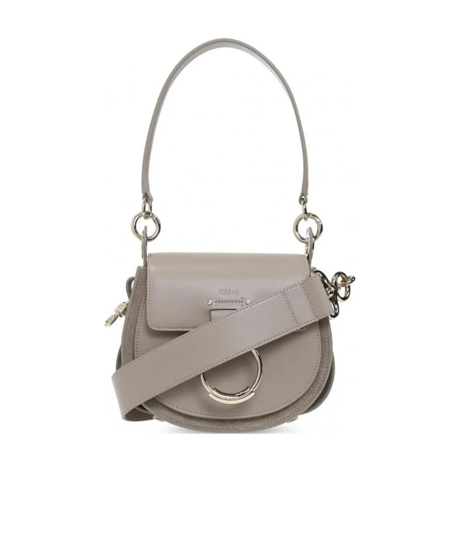 Tess Logo Embossed Ring Embellished Shoulder Bag