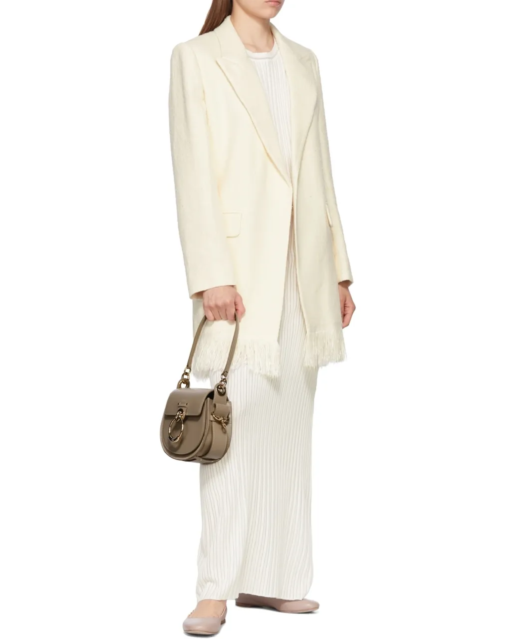 Tess Logo Embossed Ring Embellished Shoulder Bag