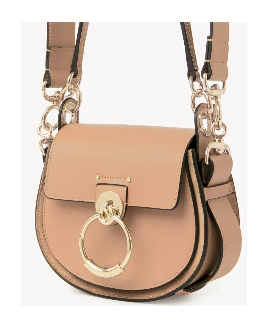 Tess Logo Embossed Ring Embellished Shoulder Bag