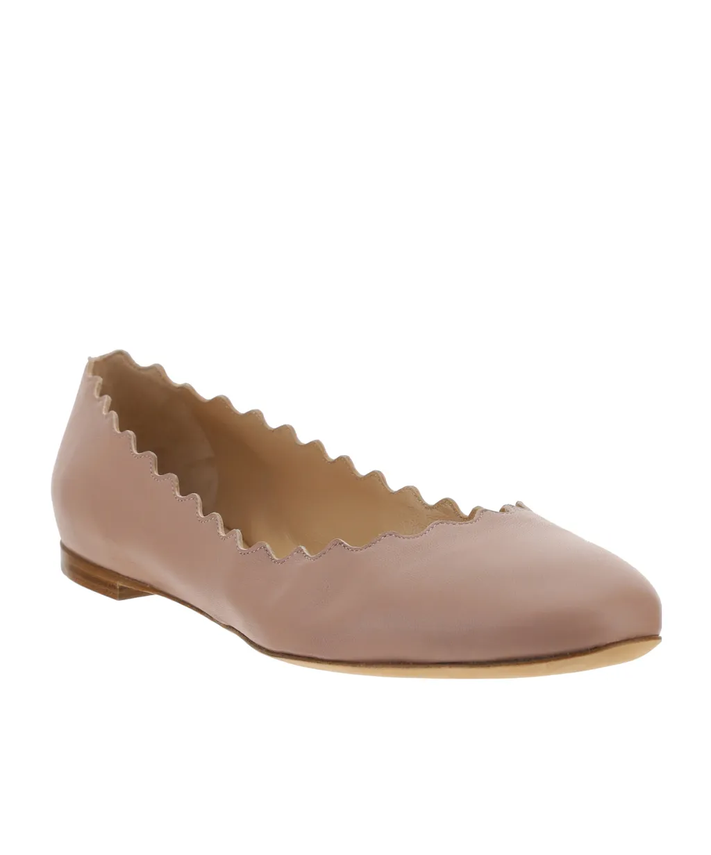 Lauren Scalloped-Trim Ballerinas