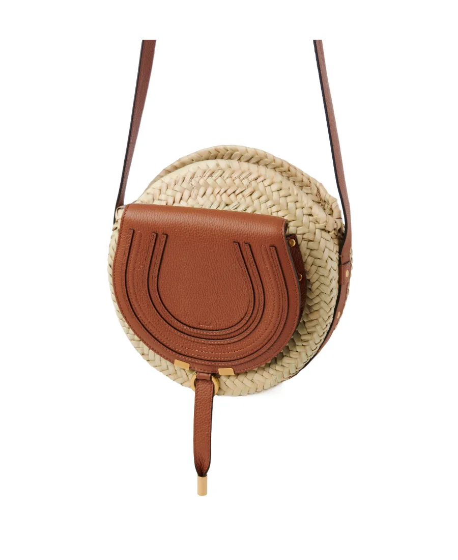 Marcie Raffia Logo Detailed Crossbody Bag