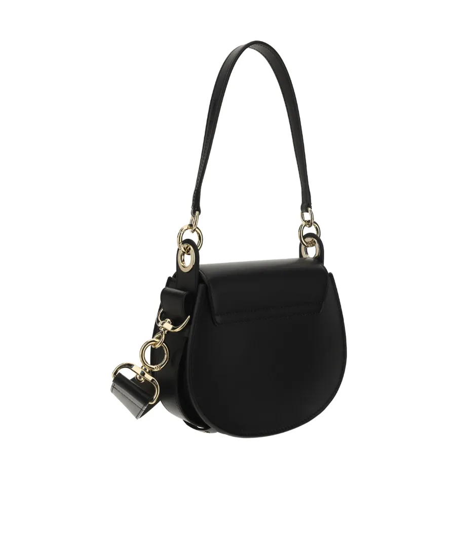 Tess Logo Embossed Ring Embellished Shoulder Bag