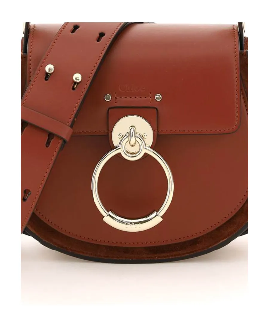 Tess Logo Embossed Ring Embellished Shoulder Bag