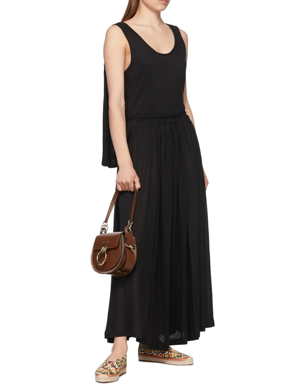 Tess Logo Embossed Ring Embellished Shoulder Bag