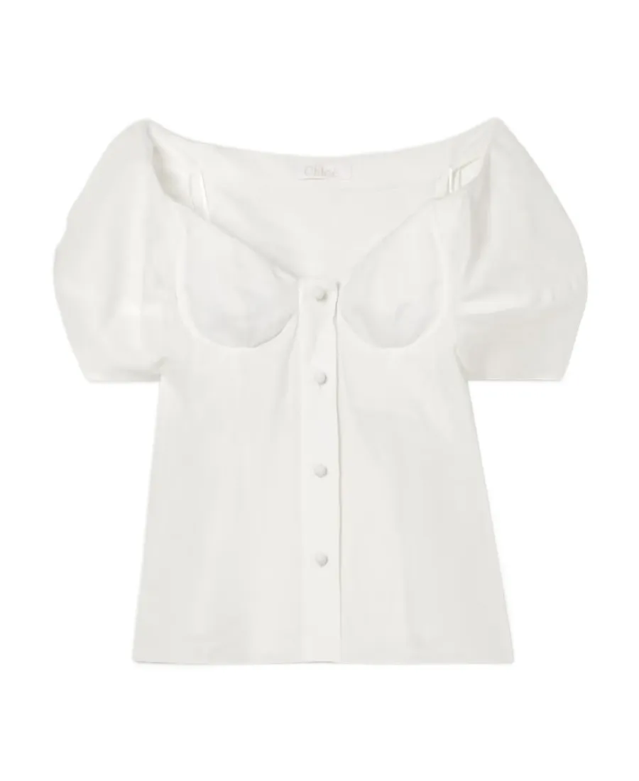 Off-Shoulder Bustier Linen Top