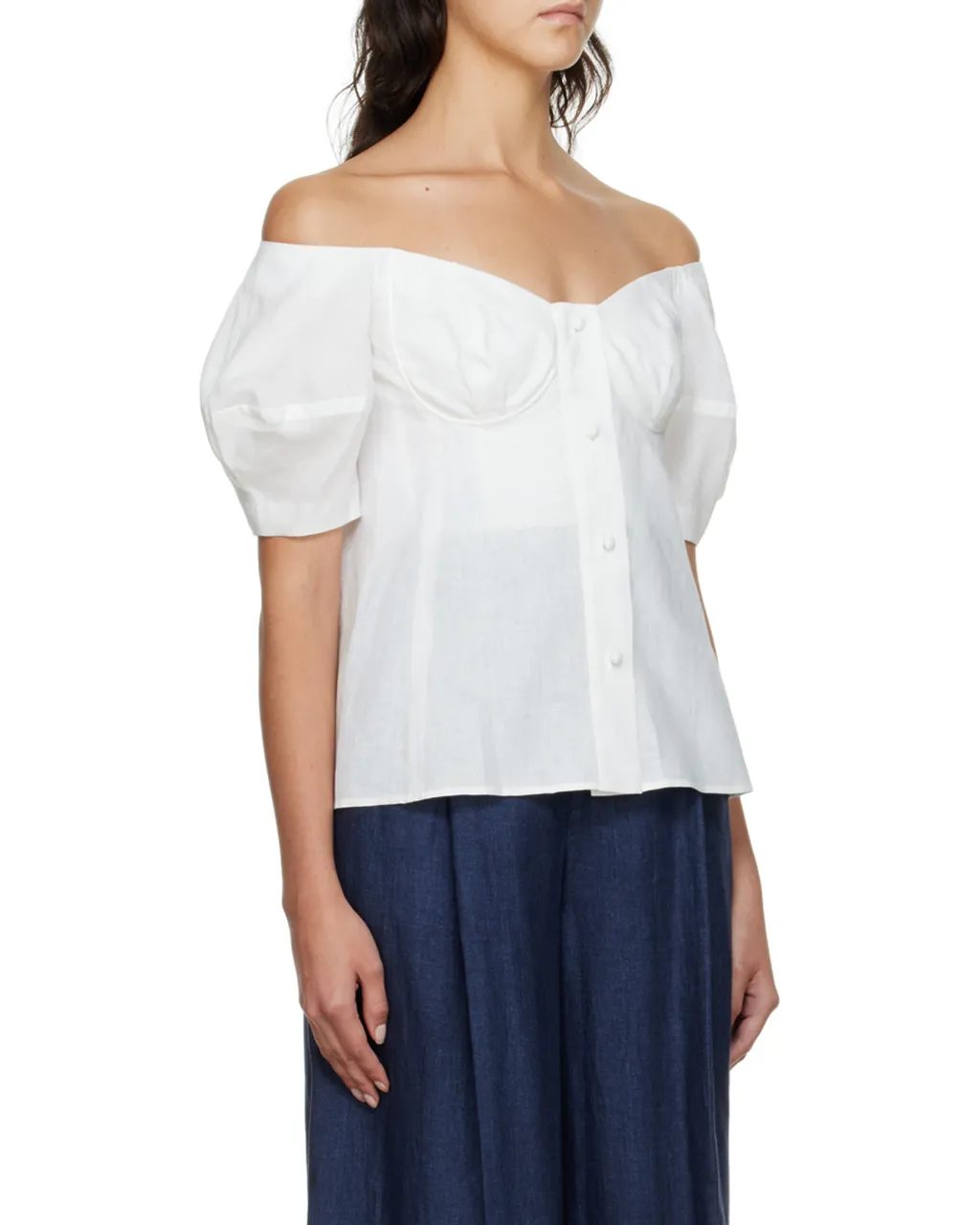 Off-Shoulder Bustier Linen Top