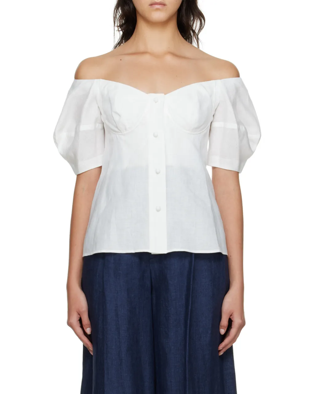 Off-Shoulder Bustier Linen Top