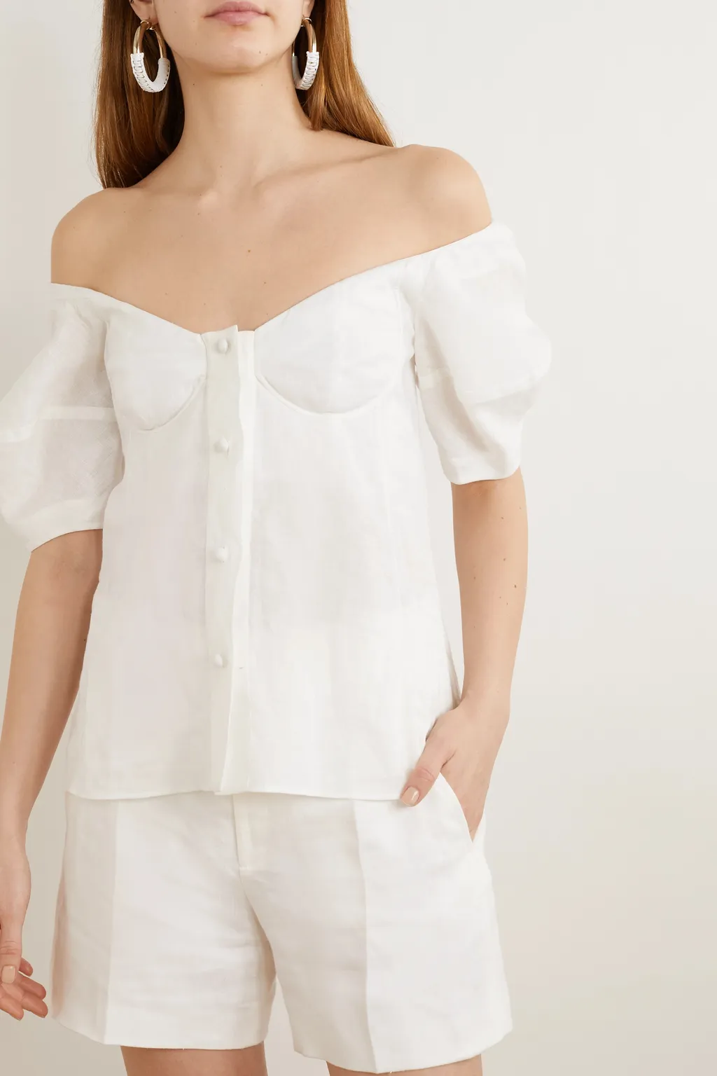 Off-Shoulder Bustier Linen Top