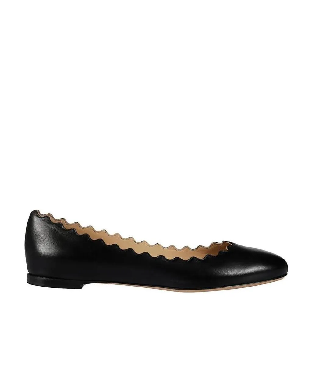 Scallop-Edge Ballerina Flats