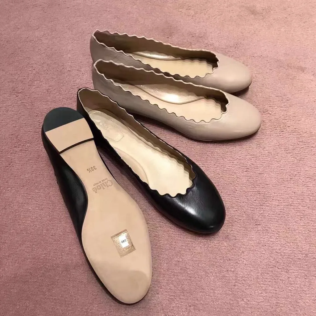 Scallop-Edge Ballerina Flats