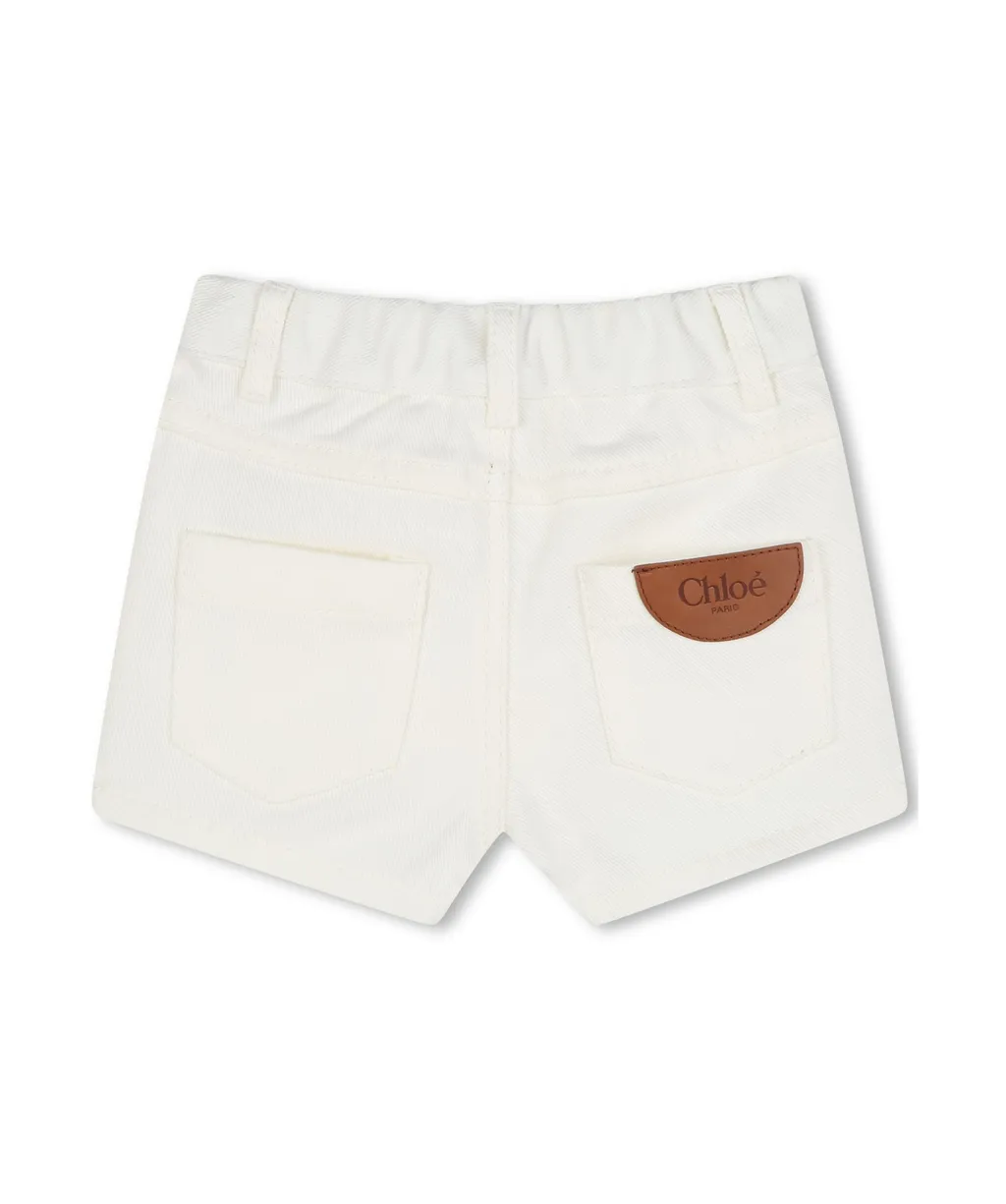 Scallop-Edge Denim Shorts