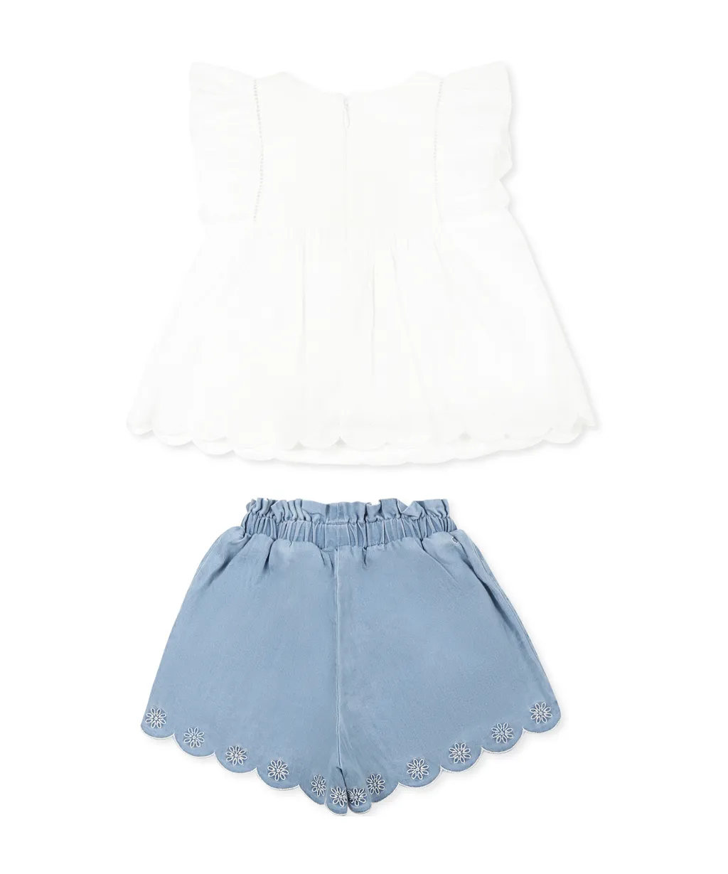 Ruffled Trim Tunic And Shorts Set