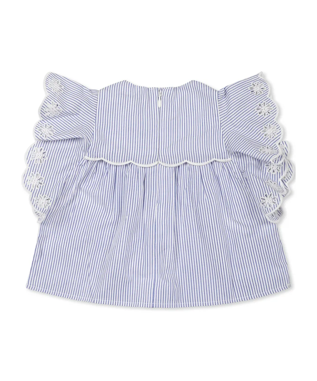 Striped Ruffled Poplin Blouse