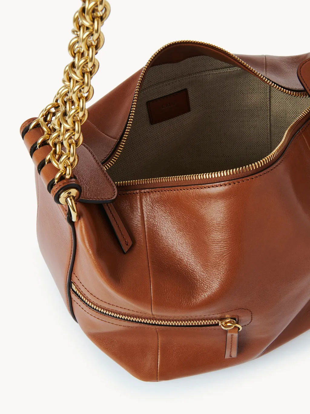 Chain-Trimmed Leather Bag