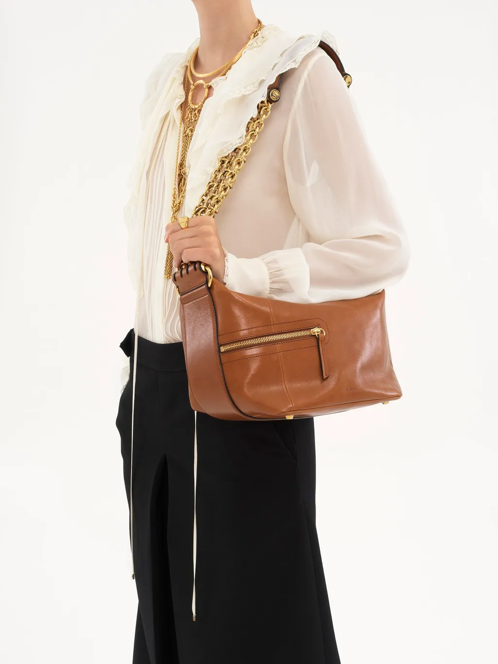 Chain-Trimmed Leather Bag