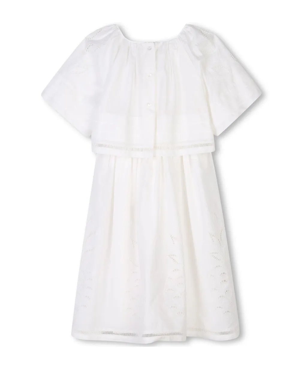 Flared Hem Broderie-Anglaise Dress