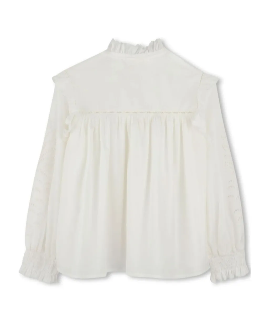 Long Sleeved Ruffled Detail Blouse